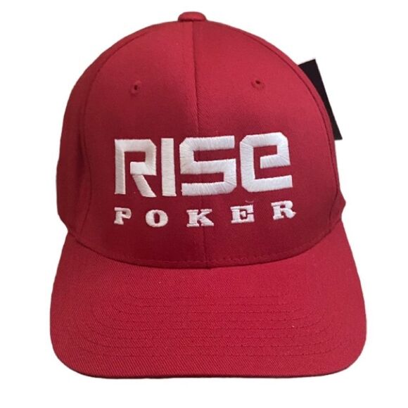 Rise Poker L/XL Red Baseball Hat Cap Sportswear Flexfit - Picture 1 of 6